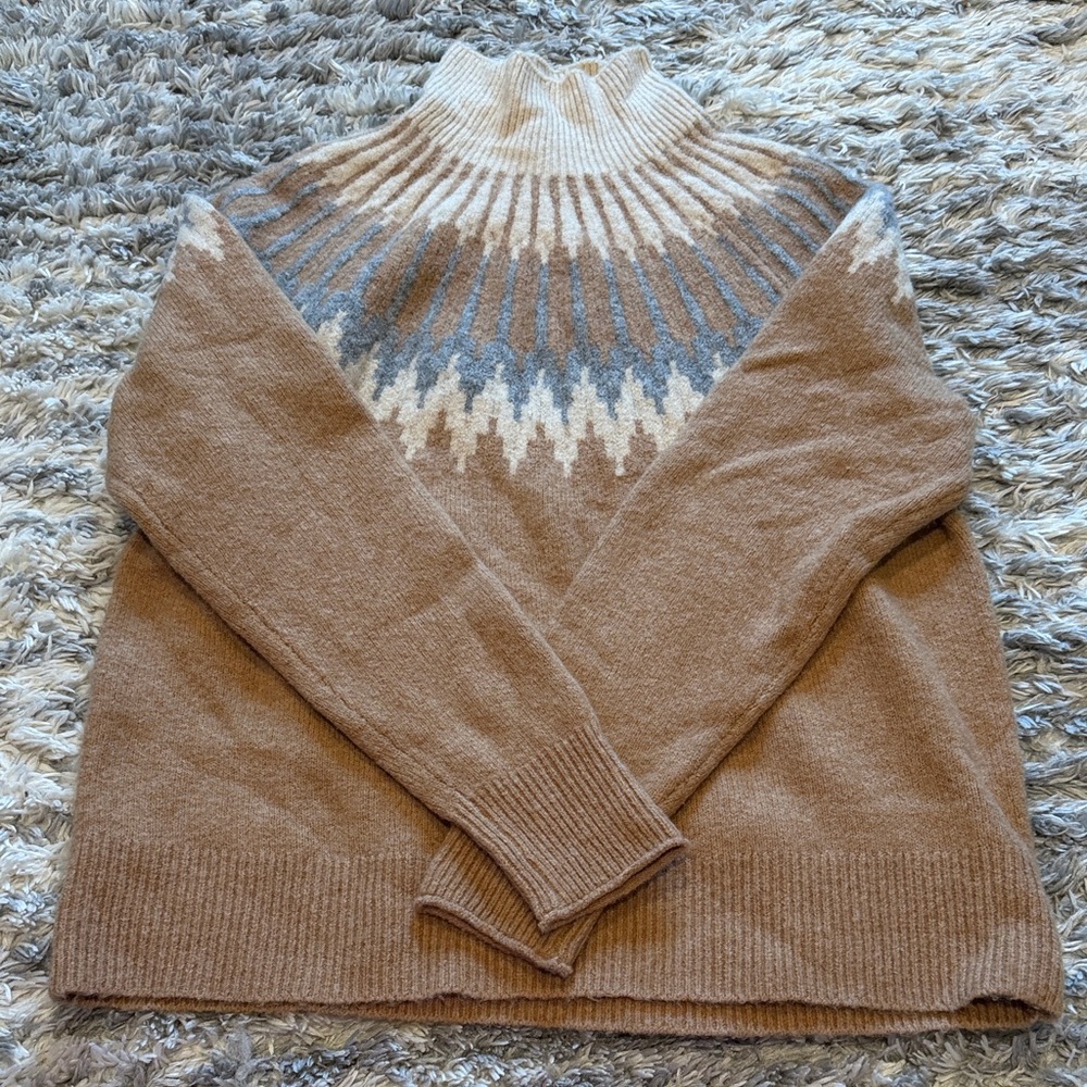 J.Crew Cream Fair Isle Wool Sweater size S